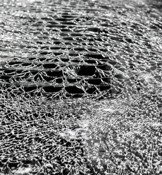 Damaged glass (car windshield)