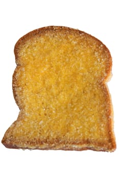 Buttered bread sprinkled sugar on isolate