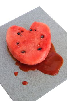 watermelon split on tomato sauce and stone flat