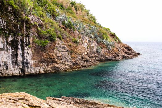 cliff on fantastic sea green, blue