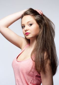 Beautiful Teenage Girl with Long Brown Hair