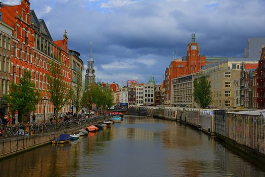 The beautiful romantic city of amsterdam by day