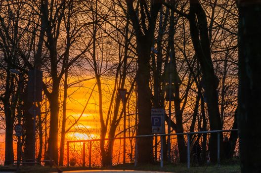 Fire Red sky. Photographed at Abendämmerung, sunset.