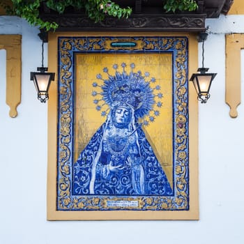 Spain, Andalusia region. Traditional Catholic Altar in public street for prayer, beginning XX century