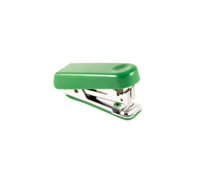 green stapler isolated on white background isolated