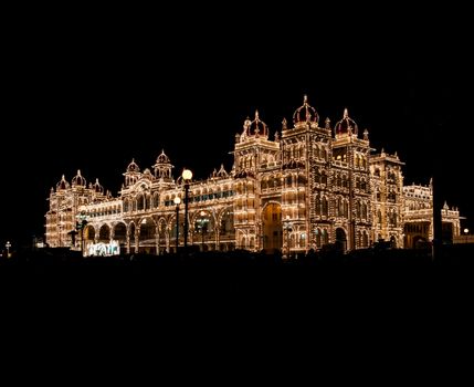 Mysore palace at full lights during Dussera Festival