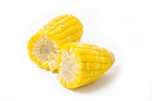 Boiled corn isolated on white background