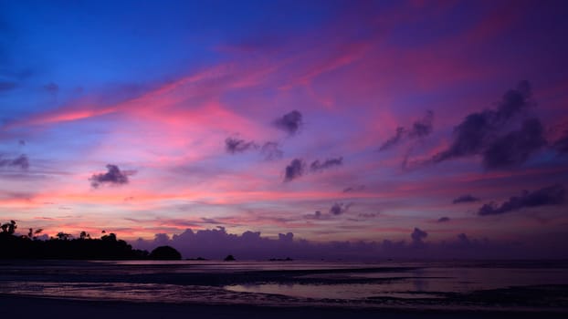 Summer time concept, Nice beach and sunset sky in Payam island, Thailand