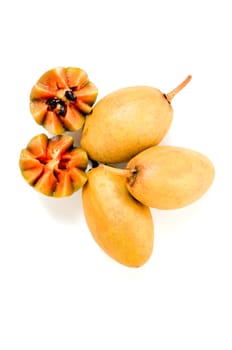 Fresh sapodillas isolated on white background