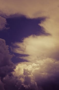 Sky background with cloudy in vintage color style