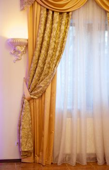 beautiful gold curtain in room