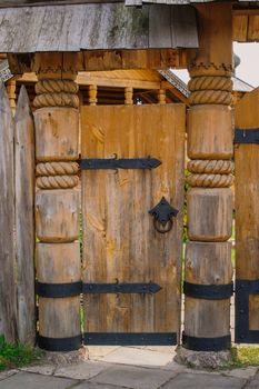 Old wooden barn door.