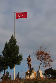 Ataturk on the highest point of the Gallipoli battlefields