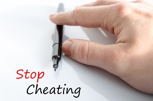 Stop Cheating Concept Isolated Over White Background