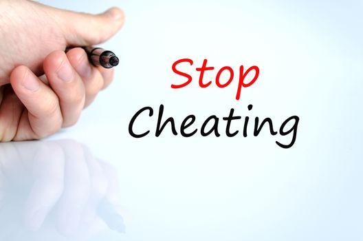 Stop Cheating Concept Isolated Over White Background