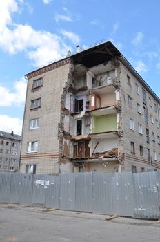 Collapse of a corner of the inhabited five-floor house. Tyumen, Russia