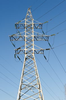 high voltage electric power lines on pylons