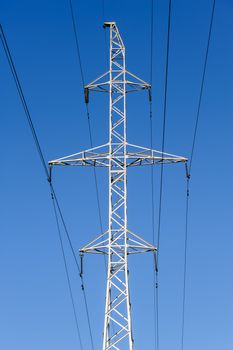 high voltage electric power lines on pylons