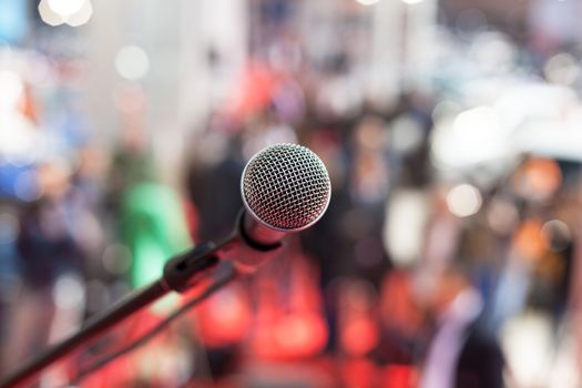 Microphone in focus against blurred background