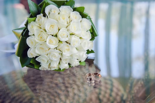 close up of beautiful wedding bouquet.