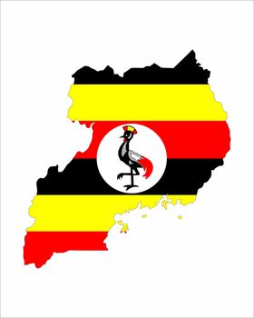 uganda country flag map shape national symbol