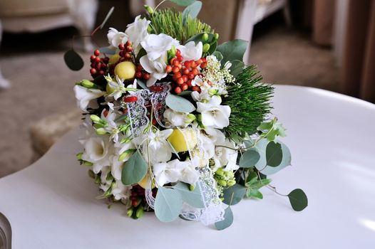 close up of wedding bouquet 