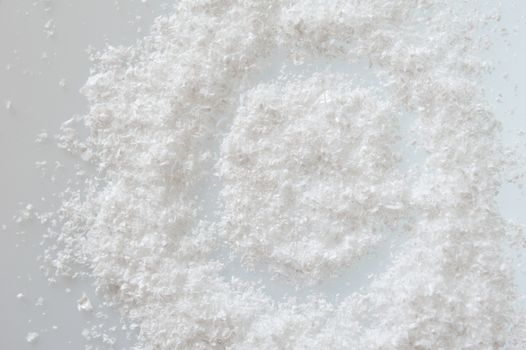artificial snow on a white background