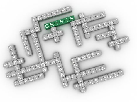 3d image Crisis issues concept word cloud background