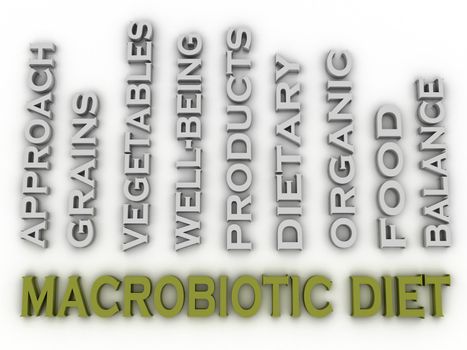 3d image macrobiotic diet issues concept word cloud background