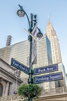 Buildings of Midtown Manhattan at Grand Central Intersection.