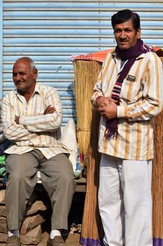 Jodhpur, India - January 1, 2015: Indian man poses proudly in Jodhpur, India. Jodhpur is the second largest city in the Indian state of Rajasthan with over 1 million habitants.