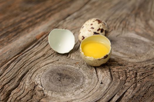quail eggs on wooden background 