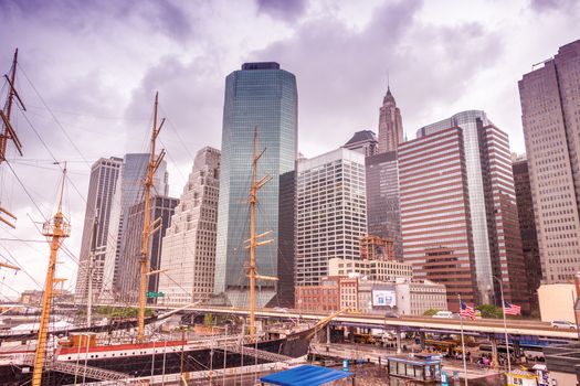 NEW YORK CITY - MAY 22, 2013: New York South Street Seaport. The area will be renewed in the near future.