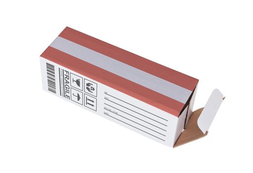 Concept of export, opened paper box - Product of Austria