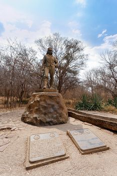 Statue of the David Livingstone memorial at Victoria Falls, the first statue on the Zimbabwean side