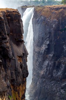 The Victoria falls is the largest curtain of water in the world (1708 meters wide). The falls and the surrounding area is the National Parks and World Heritage Site - Zambia, Zimbabwe 