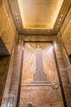 NEW YORK CITY - MAY 20, 2013: Interior of Empire State Building. After the terrorist attack on 9/11/01, this is the tallest building in New York and 3rd in USA