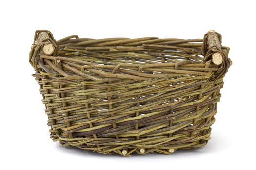 vintage weave wicker basket isolated on white background