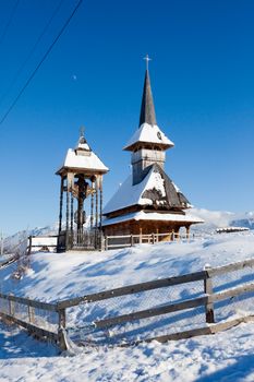 Typical woden church from Moeciu, Romania