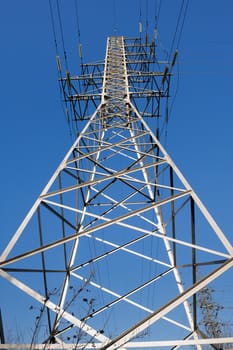 high voltage electric power lines on pylons