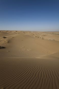 Desert dunes in Iran, wonderful saturated travel theme