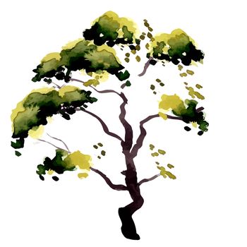 Illustration isolated tree with green leaves