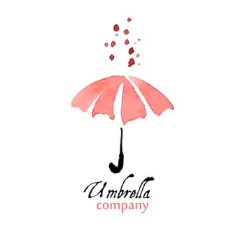 Design element pink umbrella with drops