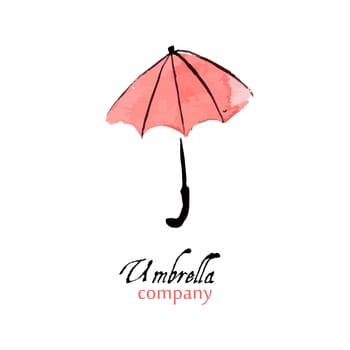 Design element pink umbrella with drops