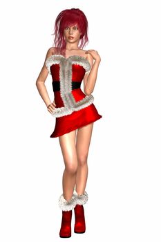 Digital Illustration of a Woman in Christmas Dress