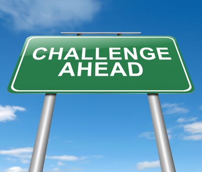 Illustration depicting a sign with a challenge concept.