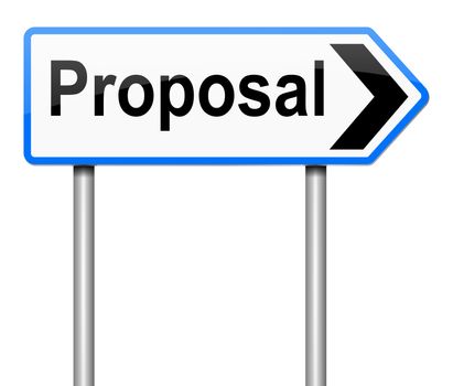 Illustration depicting a sign with a proposal concept.