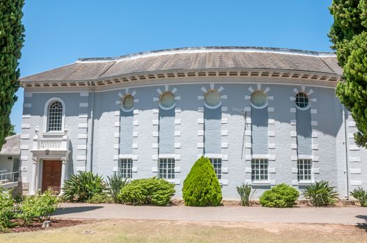 PAARL, SOUTH AFRICA - DECEMBER 11, 2014:  Front view of the Hall of the Dutch Reformed Church, Noorder-Paarl