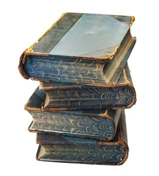 stack of old books on white background, isolated with a clipping path