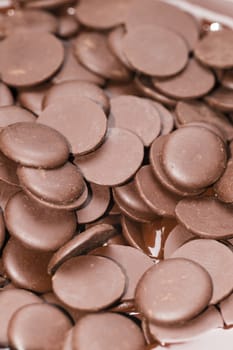 Ingredients for preparation of artisanal chocolate bar with dried fruits